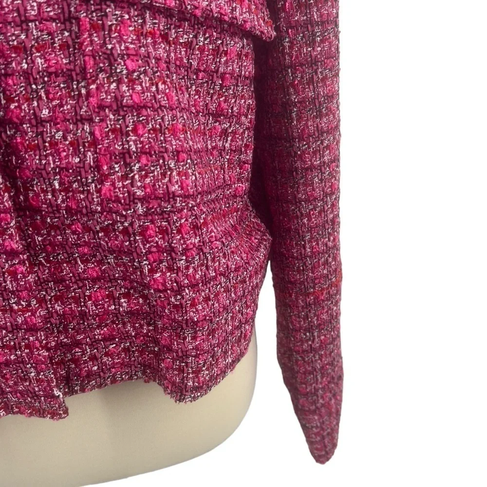 Rachel Zoe pink/black/white plaid boucle crop jacket new with tags